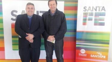 Los directivos de la entidad representativa del comercio santafesino -Adrián Schuck y José Ferrero- estuvieron en Agroactiva 2016 con otros dirigentes y empresarios. Gentileza Prensa FECECO