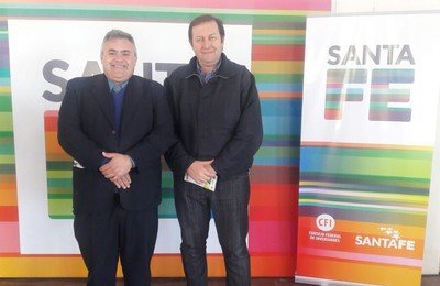 Los directivos de la entidad representativa del comercio santafesino -Adrián Schuck y José Ferrero- estuvieron en Agroactiva 2016 con otros dirigentes y empresarios. Gentileza Prensa FECECO