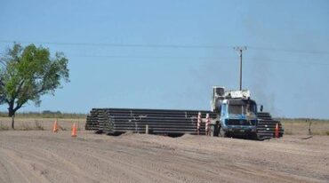 Los tubos correspondientes al ramal secundario del gasoducto troncal del NEA llegaron a principios de 2015 a las afueras de la ciudad de San Cristóbal