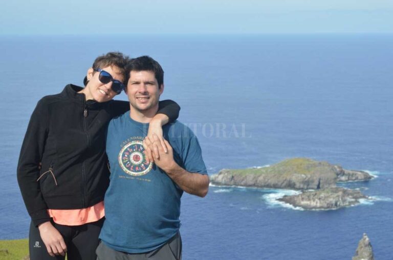 Sofía junto a su pareja Guillermo en Pinamar