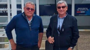 Omar Arce viajó a Santa Fe con el ingeniero Roberto Porta. Gentileza.