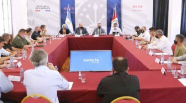 Perotti y Lagna encabezaron este martes diferentes reuniones de trabajo en la ciudad de Rosario.  Gentileza: prensa Gobierno de Santa Fe.