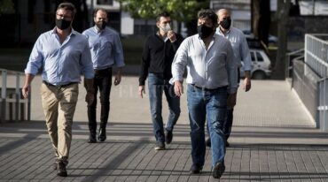 Integrantes del directorio rumbo a una audiencia judicial. Marcelo Manera