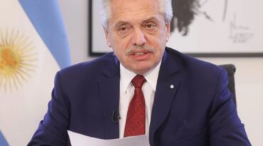 El presidente Alberto Fernández durante su mensaje por cadena nacional.