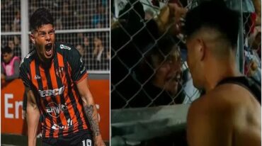 El momento en el que Estigarribia le obsequió su camiseta ante Boca a su papá.