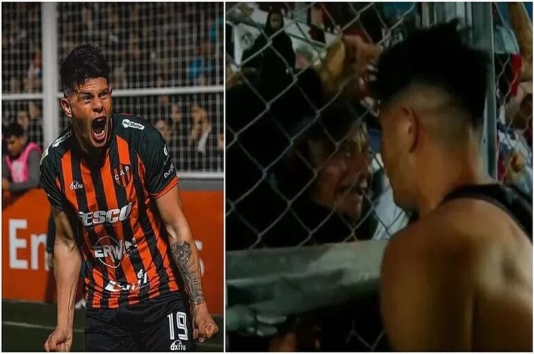 El momento en el que Estigarribia le obsequió su camiseta ante Boca a su papá.