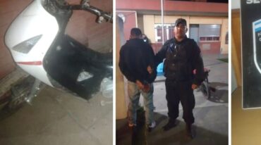 La moto robada y el adolescente detenido por este hecho. Gentileza.