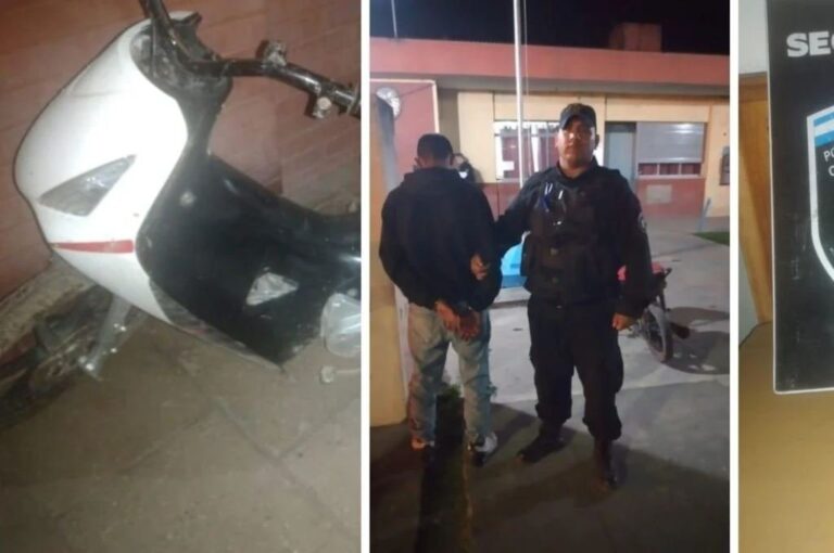 La moto robada y el adolescente detenido por este hecho. Gentileza.
