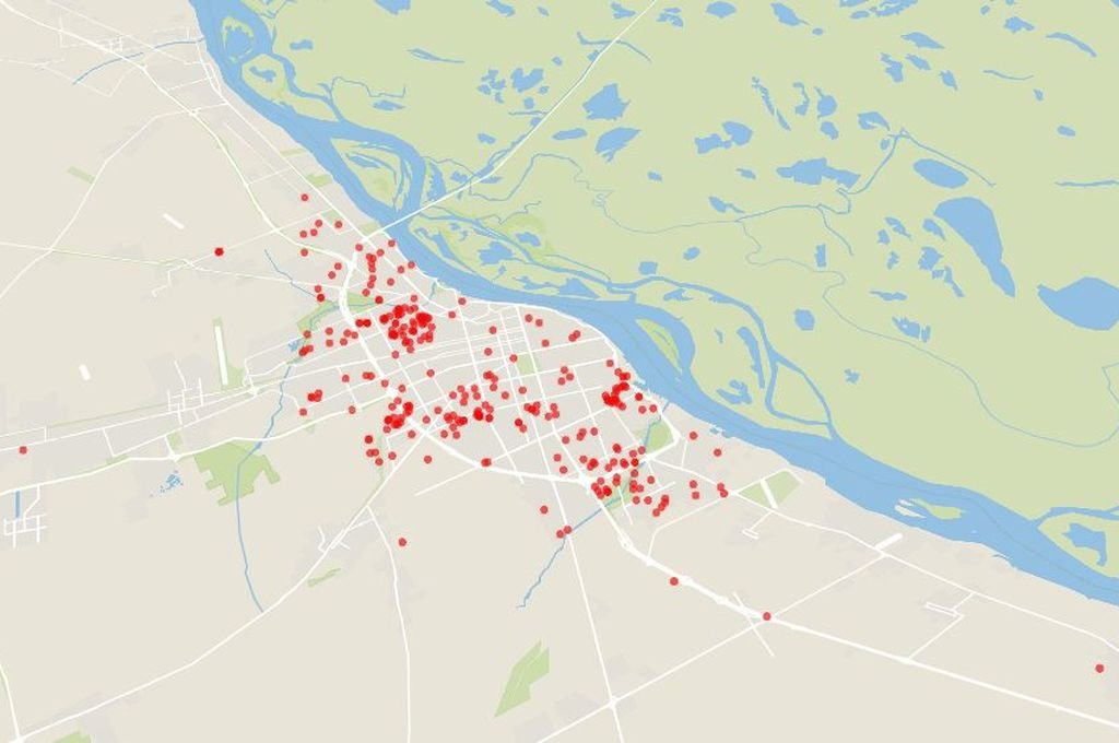 El mapa que refleja la cantidad de asesinatos en el departamento Rosario durante 2022.