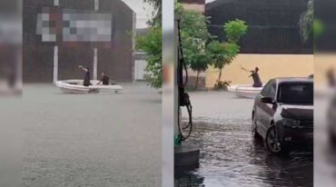 Fue un momento cómico en medio del diluvio en Vera. gentileza