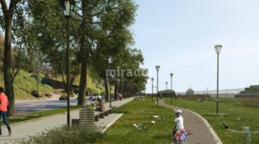 El paseo ribereño frente al anfiteatro Humberto de Nito se ampliará unos metros para hacerse un espacio peatonal más amplio. Gentileza: Municipalidad de Rosario.