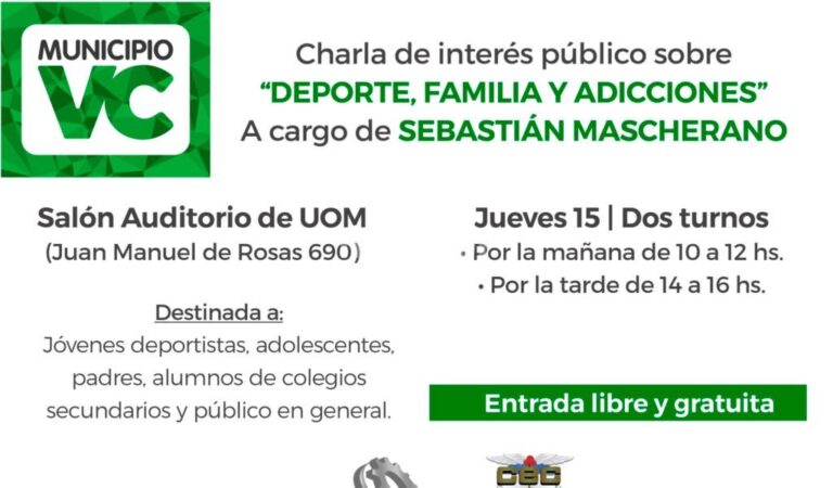 El hermano de Javier Mascherano dará la charla a la mañana y repetirá a la tarde. Gentileza: prensa Municipio de Villa Constitución.