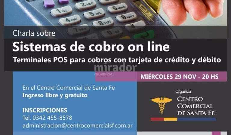 La charla se basará en los distintos aspectos del cobro y pago por Internet. Gentileza: prensa Centro Comercial de Santa Fe.