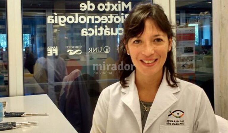 Vanina Villanova es investigadora adjunta del Conicet en el equipo del acuario y docente de la UNR. Gentileza: prensa Gobierno de Santa Fe.