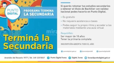La inscripción está abierta todo el año. Para más información comunicarse al 341.2.311.037 o vía mail funes@puntodigital.gob.ar. Gentileza: prensa Municipalidad de Funes.