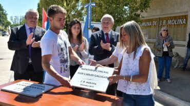 El gobernador pasó por la localidad del sur provincial. Gentileza: prensa Gobierno de Santa Fe.