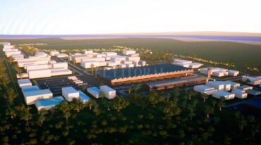 Perspectiva. Así quedaría parte del predio que prevé 100 lotes para que se instalen pymes y grandes industrias.  Gentileza.