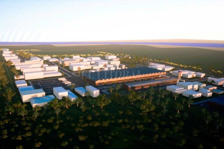 Perspectiva. Así quedaría parte del predio que prevé 100 lotes para que se instalen pymes y grandes industrias.  Gentileza.