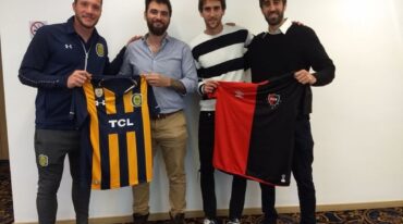 Jeremías Ledesma y Lucas Albertengo acudieron a la conferencia de prensa previa. Gentileza: prensa Superliga.