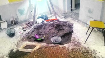 Excavación en la Parroquia Santa Rosa de Lima de Chajarí. Gentileza Chajarí al día