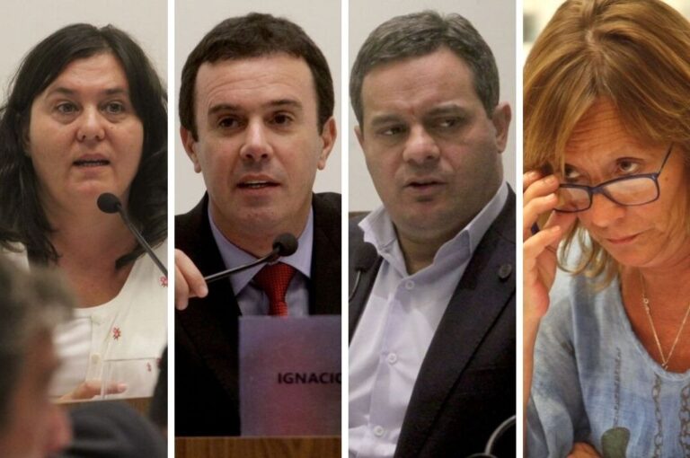 De izquierda a derecha. Alejandra Obeid e Ignacio Martínez Kerz (PJ); Leandro González (FPCyS) y Rossana Ingaramo (UCR-Cambiemos)