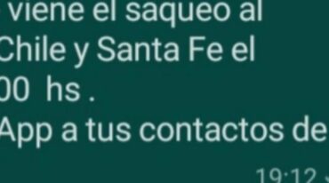 El mensaje que motivó la detención del instigador al saqueo. Gentileza.