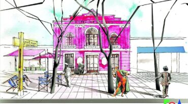Croquis del Teatro Centenario. Los registros del patrimonio arquitectónico que se incluirán en el libro