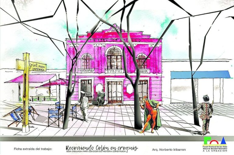 Croquis del Teatro Centenario. Los registros del patrimonio arquitectónico que se incluirán en el libro