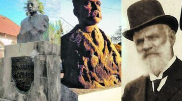 Izquierda: Busto en honor del Dr. Cúneo