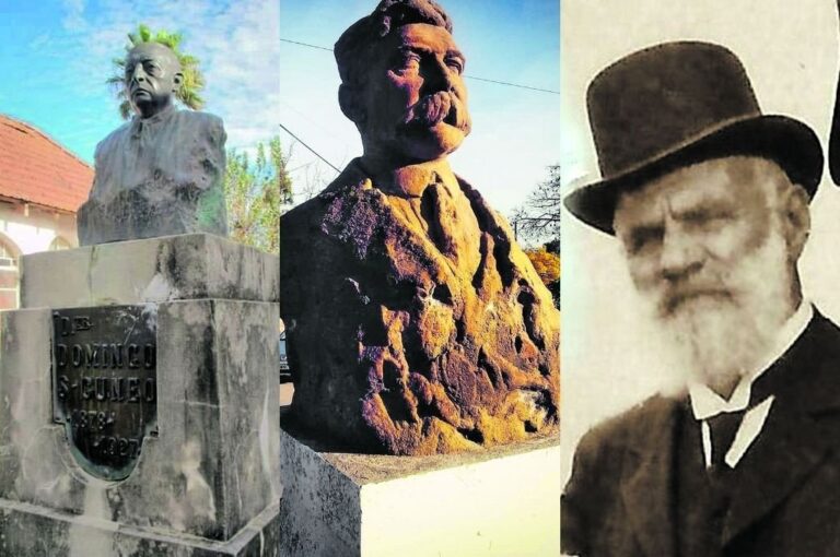 Izquierda: Busto en honor del Dr. Cúneo
