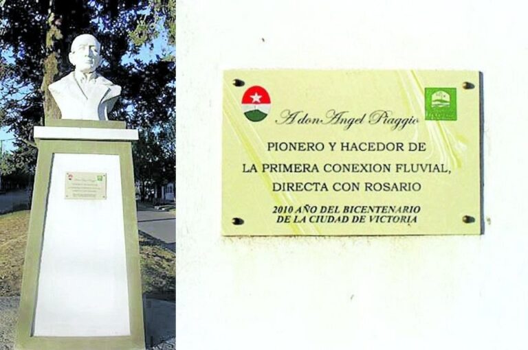Detalle de la placa de homenaje a Ángel Piaggio