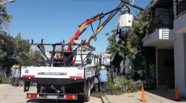A la par de las cuadrillas municipales que seguían limpiando y retirando troncos