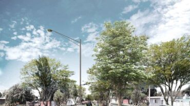 Vista. Un bulevar con cantero central y bicisenda