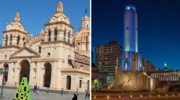 Catedral de Córdoba y Monumento a la Bandera en Rosario. Gentileza