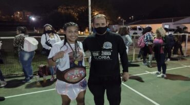 Milagros Segovia junto con su entrenador Exequiel Luciani. Victor Ludi