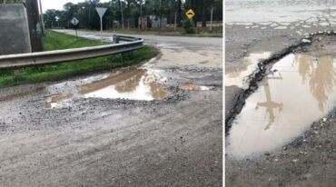 Dinamitado. Así luce el deteriorado Acceso Norte. Las precipitaciones registradas en los últimos días