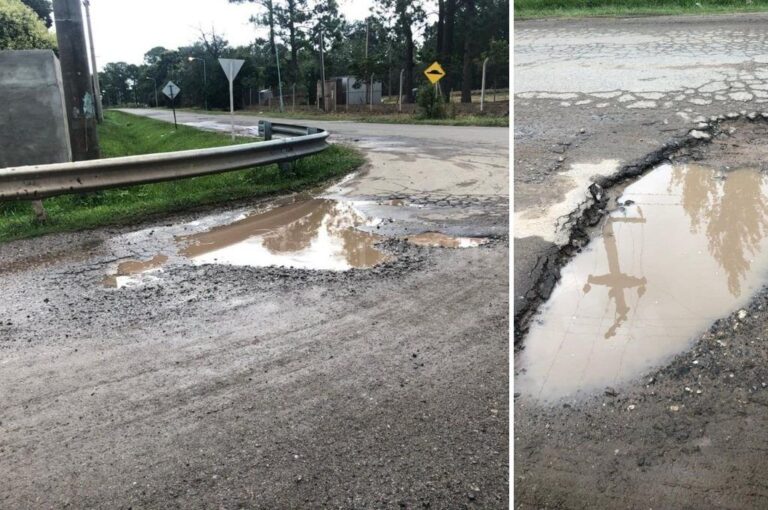 Dinamitado. Así luce el deteriorado Acceso Norte. Las precipitaciones registradas en los últimos días