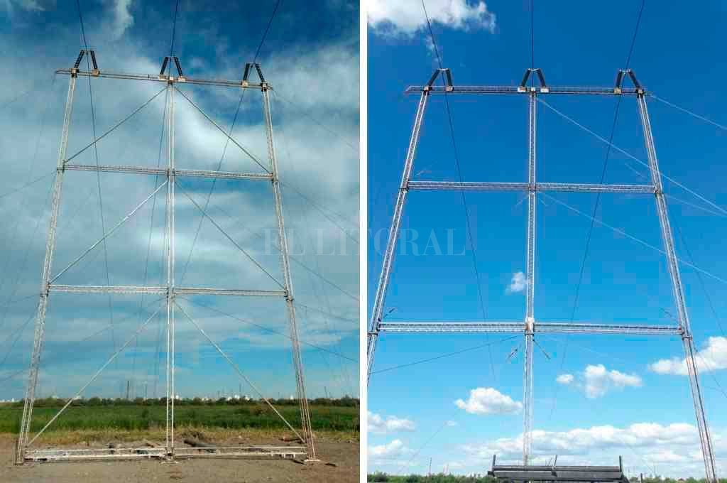 Antes y después. Nuevamente vandalizaron instalaciones de alta tensión de la EPE en el Río Salado. El Litoral