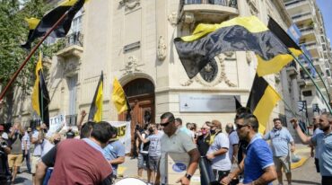 Una protesta de taxistas contra Uber