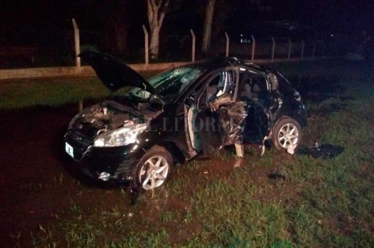 El vehículo se estrelló con gran violencia contra un árbol. El Litoral