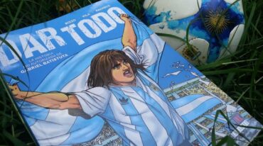 El Bati. Rizzo llevó la vida futbolística del delantero santafesino a una historieta. Gentileza.