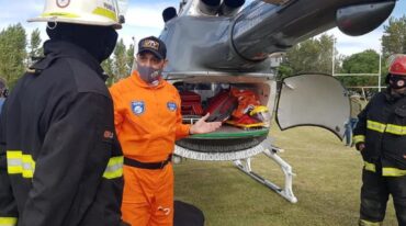 El helicóptero aterrizó en el predio del ecológico. Gentileza.