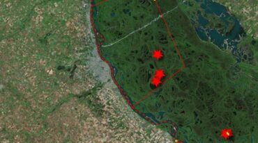 El 15 de mayo se observaron algunos focos ígneos en el delta. Gentileza: Observatorio Ambiental de la UNR.