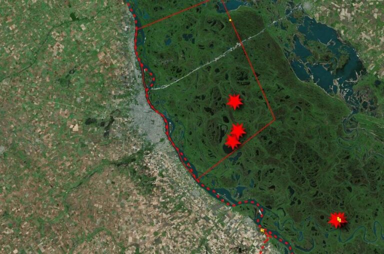 El 15 de mayo se observaron algunos focos ígneos en el delta. Gentileza: Observatorio Ambiental de la UNR.
