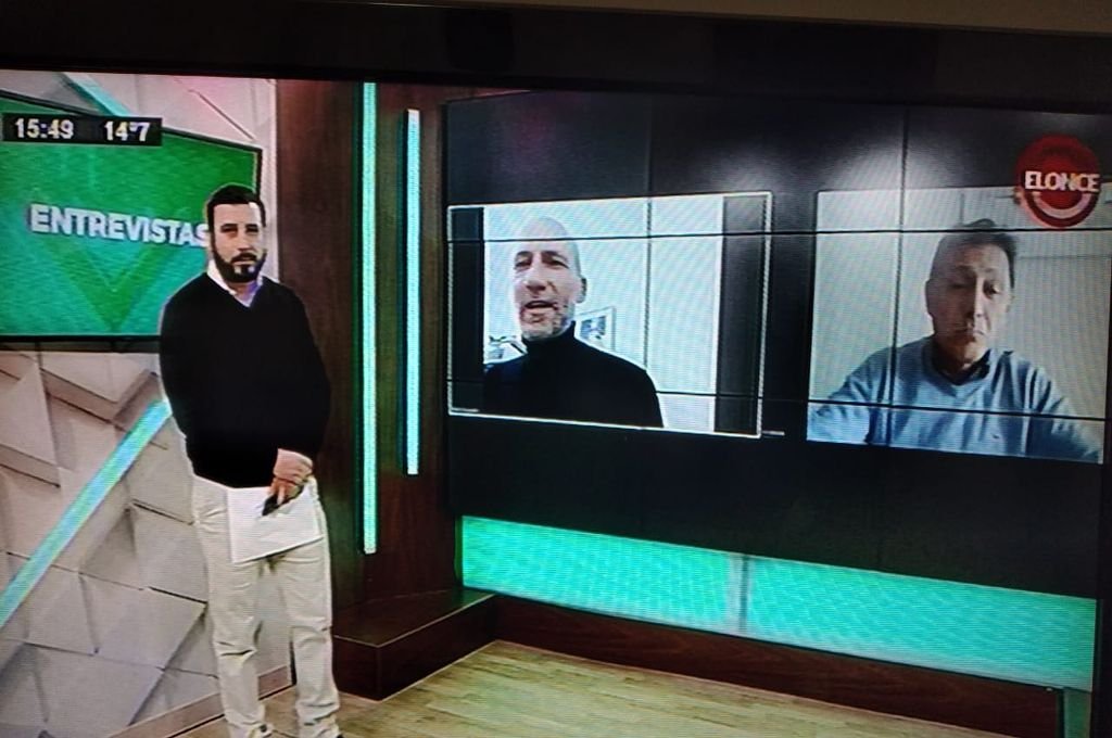 Oscar Lenzi y Julian Stopello durante el lanzamiento de Golazo