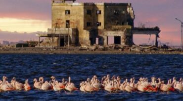 Clásica postal de Melincué: el viejo hotel Balneario
