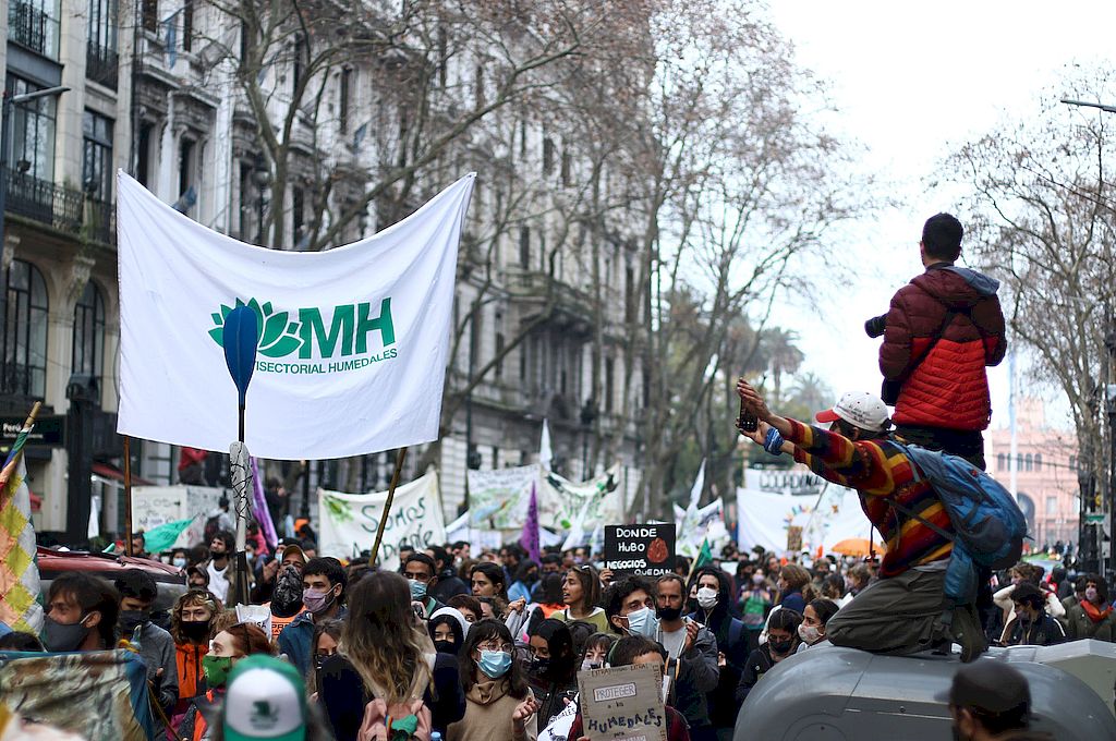 La caravana se desplegó por el centro de Capital Federal. La concentración fue masiva. Gentileza