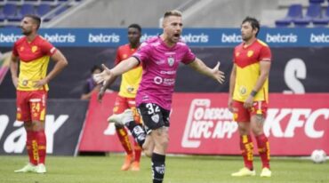 Bauman grita un gol con la camiseta de Independiente del Valle. Gentileza.