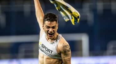 La alegría del mexicano Luca Martínez Dupuy por su gol agónica ante San Lorenzo. Gentileza.