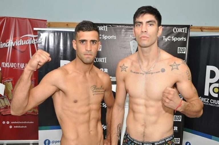 Devesa y Aquino tras el pesaje de este jueves. Prensa Or Promotions